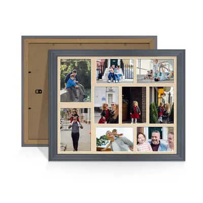 Dark Grey Colour Multi Aperture Photo Frame 7X5 (x2) and 6X4 (x7) Pictures – Collage Wall Frame For Loved Ones Photos – 20x16 Frame Size