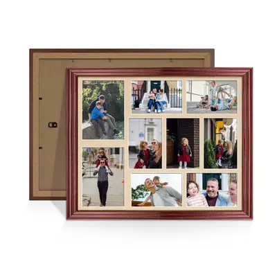 Rose Wood Colour Multi Aperture Photo Frame 7X5 (x2) and 6X4 (x7) Pictures – Collage Wall Frame For Loved Ones Photos – 20x16 Frame Size