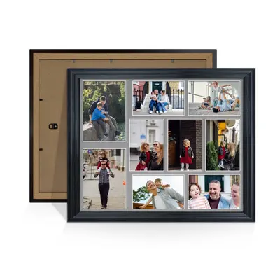 Black Colour Multi Aperture Photo Frame 7X5 (x2) and 6X4 (x7) Pictures – Collage Wall Frame for Family Photos – 20x16 Picture Frame Size