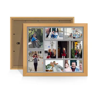 Country Pine Colour Multi Aperture Photo Frame 7X5 (x2) and 6X4 (x7) Pictures – Collage Wall Frame For Loved Ones Photos – 20x16 Frame Size