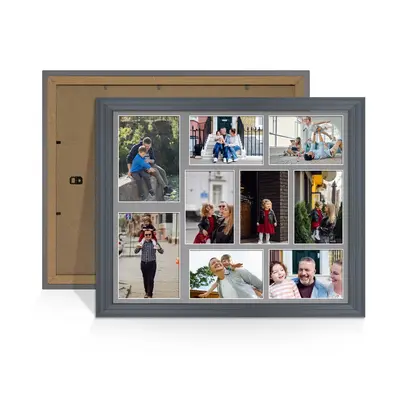 Dark Grey Colour Multi Aperture Photo Frame 7X5 (x2) and 6X4 (x7) Pictures – Collage Wall Frame For Loved Ones Photos – 20x16 Frame Size