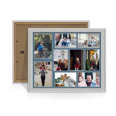 Light Grey Colour Multi Aperture Photo Frame 7X5 (x2) and 6X4 (x7) Pictures – Collage Wall Frame For Loved Ones Photos – 20x16 Frame Size