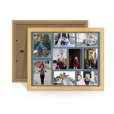 Light Oak Colour Multi Aperture Photo Frame 7X5 (x2) and 6X4 (x7) Pictures – Collage Wall Frame For Family Photos – 20x16 Picture Frame Size