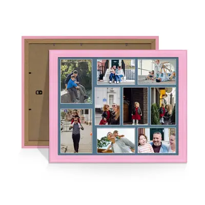 Pastel Pink Colour Multi Aperture Photo Frame 7X5 (x2) and 6X4 (x7) Pictures – Collage Wall Frame for Family Photos – 20x16 Picture Frame Size