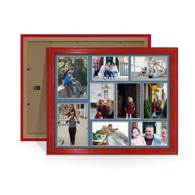 Red Colour Multi Aperture Photo Frame 7X5 (x2) and 6X4 (x7) Pictures – Collage Wall Frame for Family Photos – 20x16 Picture Frame Size