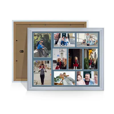 Silver Colour Multi Aperture Photo Frame 7X5 (x2) and 6X4 (x7) Pictures – Collage Wall Frame For Loved Ones Photos – 20x16 Frame Size