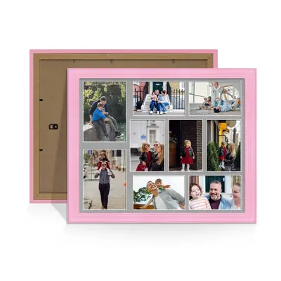 Pastel Pink Colour Multi Aperture Photo Frame 7X5 (x2) and 6X4 (x7) Pictures – Collage Wall Frame For Loved Ones Photos – 20x16 Frame Size