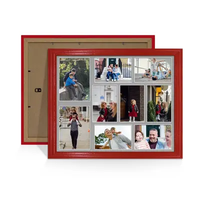 Red Colour Multi Aperture Photo Frame 7X5 (x2) and 6X4 (x7) Pictures – Collage Wall Frame for Family Photos – 20x16 Picture Frame Size