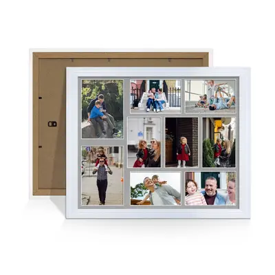 White Colour Multi Aperture Photo Frame 7X5 (x2) and 6X4 (x7) Pictures – Collage Wall Frame for Family Photos – 20x16 Picture Frame Size