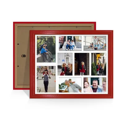 Red Colour Multi Aperture Photo Frame 7X5 (x2) and 6X4 (x7) Pictures – Collage Wall Frame For Family Photos – 20x16 Picture Frame Size