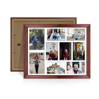Rose Wood Colour Multi Aperture Photo Frame 7X5 (x2) and 6X4 (x7) Pictures – Collage Wall Frame for Family Photos – 20x16 Picture Frame Size