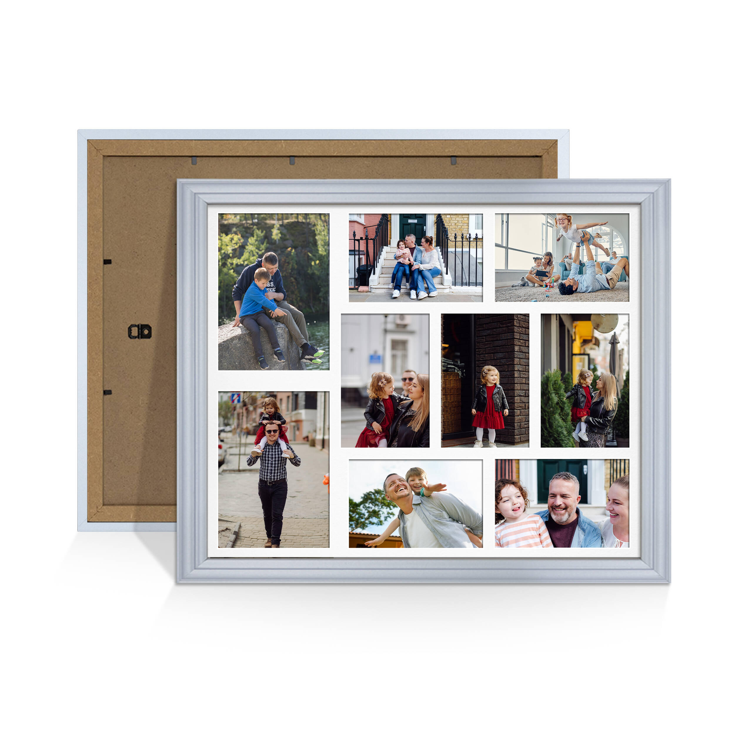 Silver Colour Multi Aperture Photo Frame 7X5 (x2) and 6X4 (x7) Pictures – Collage Wall Frame For Family Photos – 20x16 Picture Frame Size