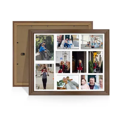 Walnut Colour Multi Aperture Photo Frame 7X5 (x2) and 6X4 (x7) Pictures – Collage Wall Frame For Loved Ones Photos – 20x16 Frame Size