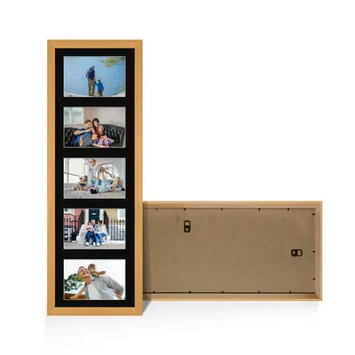 Country Pine Colour Multi Aperture Photo Frame 6X4 (x5) Pictures – Collage Wall Frame For Loved Ones Photos – 26x8 Frame Size
