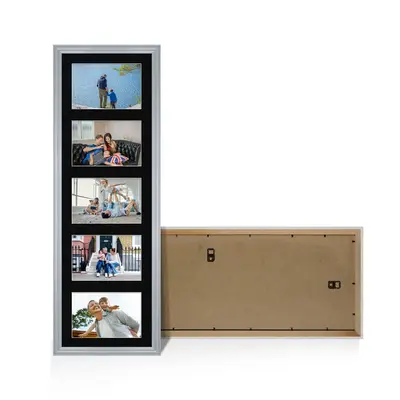 Silver Colour Multi Aperture Photo Frame 6X4 (x5) Pictures – Collage Wall Frame For Family Photos – 26x8 Picture Frame Size