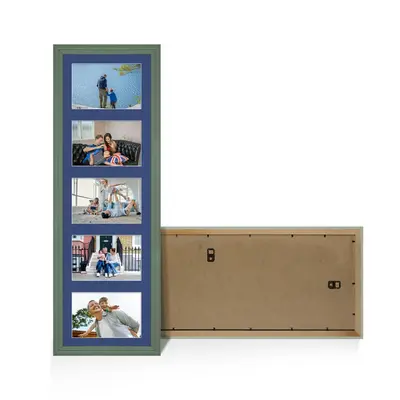 Green Colour Multi Aperture Photo Frame 6X4 (x5) Pictures – Collage Wall Frame for Family Photos – 26x8 Picture Frame Size