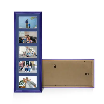 Purple Colour Multi Aperture Photo Frame 6X4 (x5) Pictures – Collage Wall Frame For Loved Ones Photos – 26x8 Frame Size