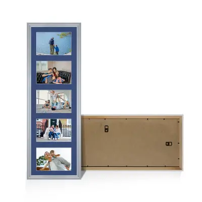 Silver Colour Multi Aperture Photo Frame 6X4 (x5) Pictures – Collage Wall Frame For Family Photos – 26x8 Picture Frame Size