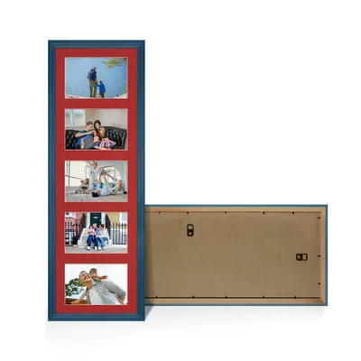 Navy Blue Colour Multi Aperture Photo Frame 6X4 (x5) Pictures – Collage Wall Frame For Loved Ones Photos – 26x8 Frame Size