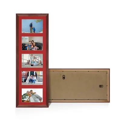 Rose Wood Colour Multi Aperture Photo Frame 6X4 (x5) Pictures – Collage Wall Frame for Family Photos – 26x8 Picture Frame Size