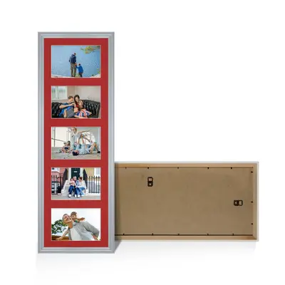 Silver Colour Multi Aperture Photo Frame 6X4 (x5) Pictures – Collage Wall Frame For Family Photos – 26x8 Picture Frame Size