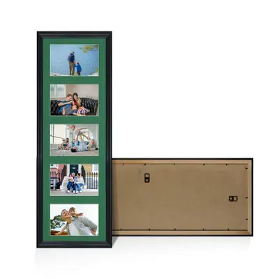 Black Colour Multi Aperture Photo Frame 6X4 (x5) Pictures – Collage Wall Frame for Family Photos – 26x8 Picture Frame Size