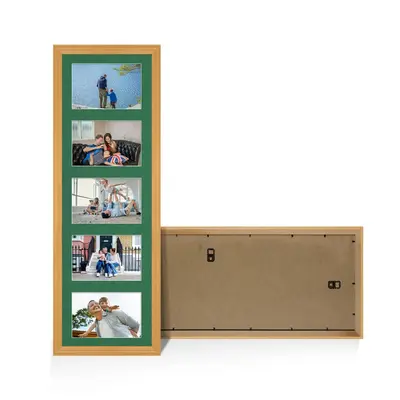 Country Pine Colour Multi Aperture Photo Frame 6X4 (x5) Pictures – Collage Wall Frame For Family Photos – 26x8 Picture Frame Size