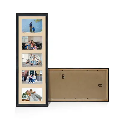 Black Colour Multi Aperture Photo Frame 6X4 (x5) Pictures – Collage Wall Frame For Family Photos – 26x8 Picture Frame Size
