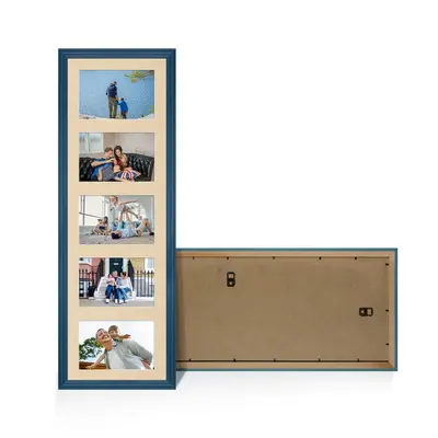 Navy Blue Colour Multi Aperture Photo Frame 6X4 (x5) Pictures – Collage Wall Frame for Family Photos – 26x8 Picture Frame Size