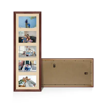 Rose Wood Colour Multi Aperture Photo Frame 6X4 (x5) Pictures – Collage Wall Frame For Family Photos – 26x8 Picture Frame Size