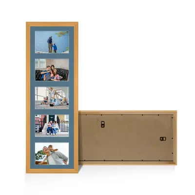 Country Pine Colour Multi Aperture Photo Frame 6X4 (x5) Pictures – Collage Wall Frame For Family Photos – 26x8 Picture Frame Size
