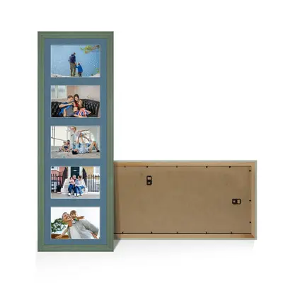 Green Colour Multi Aperture Photo Frame 6X4 (x5) Pictures – Collage Wall Frame For Loved Ones Photos – 26x8 Frame Size