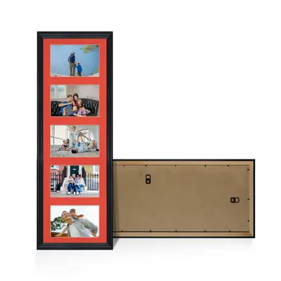 Black Colour Multi Aperture Photo Frame 6X4 (x5) Pictures – Collage Wall Frame for Family Photos – 26x8 Picture Frame Size