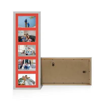 Light Grey Colour Multi Aperture Photo Frame 6X4 (x5) Pictures – Collage Wall Frame For Loved Ones Photos – 26x8 Frame Size