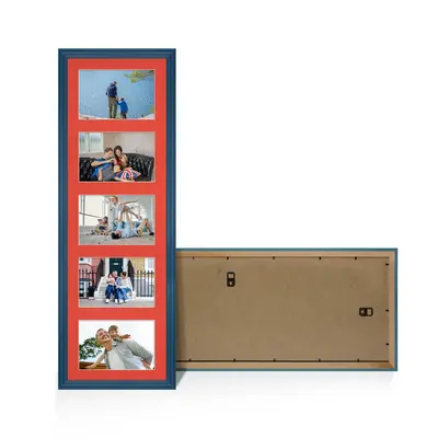 Navy Blue Colour Multi Aperture Photo Frame 6X4 (x5) Pictures – Collage Wall Frame For Loved Ones Photos – 26x8 Frame Size