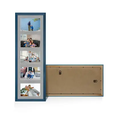 Navy Blue Colour Multi Aperture Photo Frame 6X4 (x5) Pictures – Collage Wall Frame For Loved Ones Photos – 26x8 Frame Size
