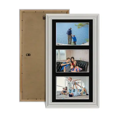 Light Grey Colour Multi Aperture Photo Frame 6X4 (x3) Pictures – Collage Wall Frame For Loved Ones Photos – 40x20cm Frame Size