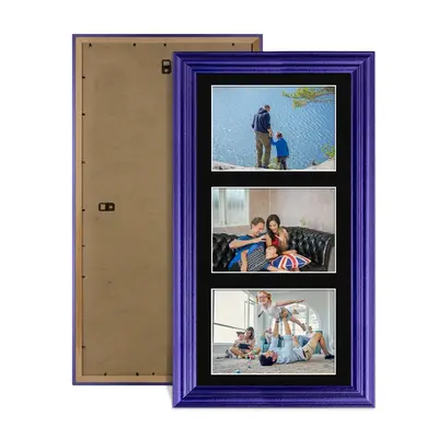 Purple Colour Multi Aperture Photo Frame 6X4 (x3) Pictures – Collage Wall Frame For Loved Ones Photos – 40x20cm Frame Size