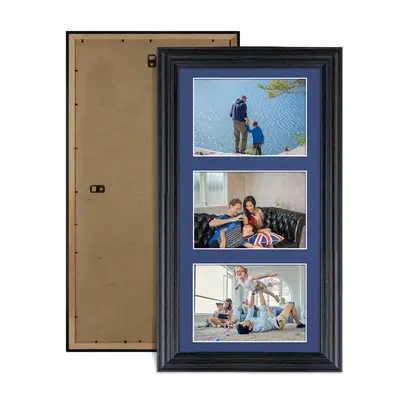 Black Colour Multi Aperture Photo Frame 6X4 (x3) Pictures – Collage Wall Frame For Loved Ones Photos – 40x20cm Frame Size