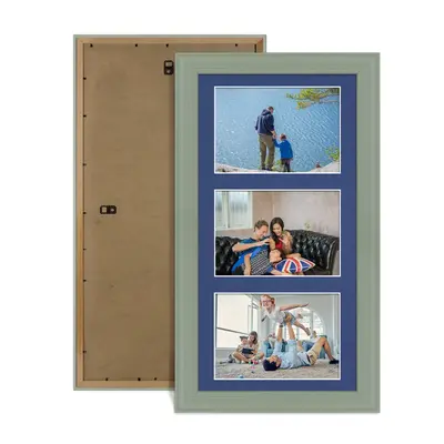 Green Colour Multi Aperture Photo Frame 6X4 (x3) Pictures – Collage Wall Frame for Family Photos – 40x20cm Picture Frame Size