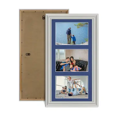 Light Grey Colour Multi Aperture Photo Frame 6X4 (x3) Pictures – Collage Wall Frame For Family Photos – 40x20cm Picture Frame Size