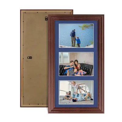 Rose Wood Colour Multi Aperture Photo Frame 6X4 (x3) Pictures – Collage Wall Frame For Family Photos – 40x20cm Picture Frame Size