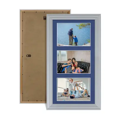Silver Colour Multi Aperture Photo Frame 6X4 (x3) Pictures – Collage Wall Frame for Family Photos – 40x20cm Picture Frame Size