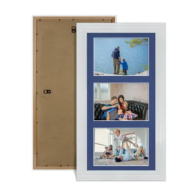 White Colour Multi Aperture Photo Frame 6X4 (x3) Pictures – Collage Wall Frame for Family Photos – 40x20cm Picture Frame Size