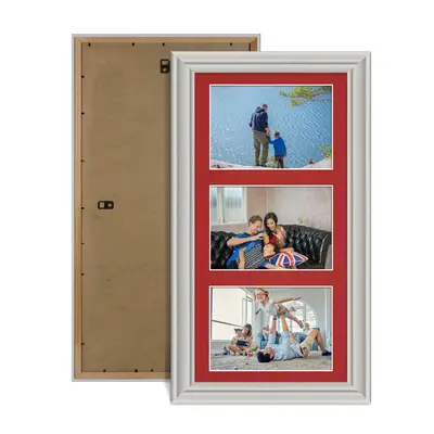 Light Grey Colour Multi Aperture Photo Frame 6X4 (x3) Pictures – Collage Wall Frame For Family Photos – 40x20cm Picture Frame Size
