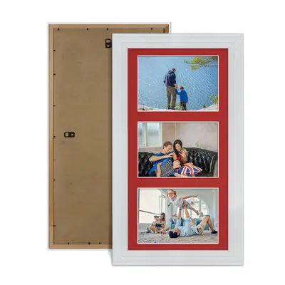 White Colour Multi Aperture Photo Frame 6X4 (x3) Pictures – Collage Wall Frame For Loved Ones Photos – 40x20cm Frame Size