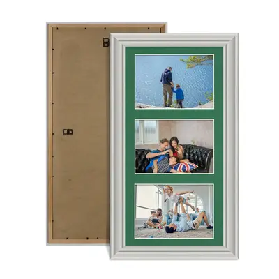 Light Grey Colour Multi Aperture Photo Frame 6X4 (x3) Pictures – Collage Wall Frame For Family Photos – 40x20cm Picture Frame Size
