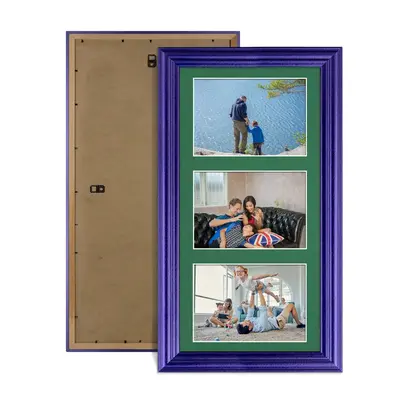 Purple Colour Multi Aperture Photo Frame 6X4 (x3) Pictures – Collage Wall Frame for Family Photos – 40x20cm Picture Frame Size