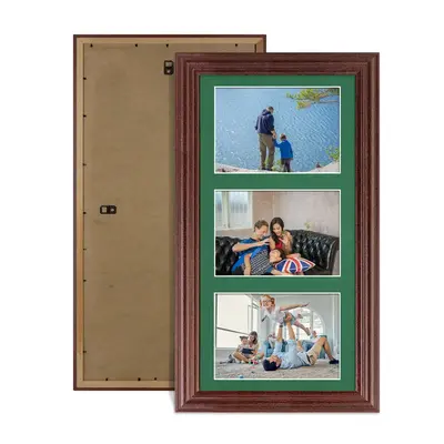 Rose Wood Colour Multi Aperture Photo Frame 6X4 (x3) Pictures – Collage Wall Frame For Family Photos – 40x20cm Picture Frame Size