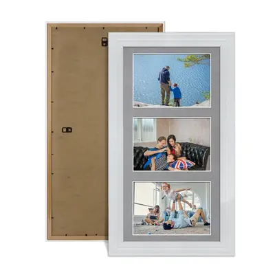White Colour Multi Aperture Photo Frame 6X4 (x3) Pictures – Collage Wall Frame For Loved Ones Photos – 40x20cm Frame Size